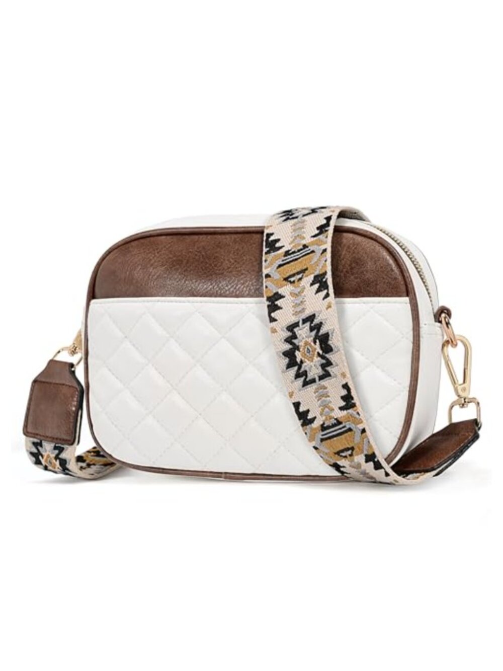 UTO Vegan Leather Crossbody Bag Quilted Wide Strap Large Capacity